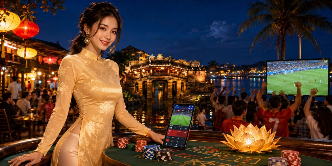 Phụ nữ Việt Nam mặc áo dài đọc điều khoản sử dụng tại Hội An